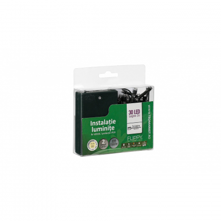 Instalatie de Craciun cu Baterii Tip Liniar, 2 jocuri de lumini, Fir Verde 3 m 30 LED -uri, Alb Cald [3]