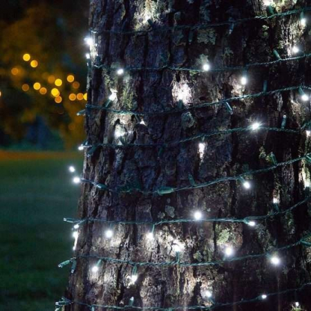 Instalatie de Craciun cu Baterii Tip Liniar, 2 jocuri de lumini, Fir Verde 5 m 50 LED -uri, Alb Rece [1]