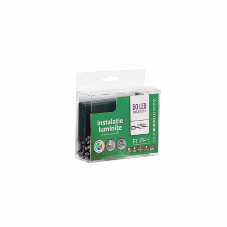 Instalatie de Craciun cu Baterii Tip Liniar, 2 jocuri de lumini, Fir Verde 5 m 50 LED -uri, Multicolor [3]