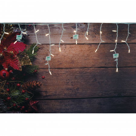 Instalatie de Craciun Flippy® Tip Franjuri cu Flash, IP65, Sectiune 5 m, 120 LED-uri, Interconectabila, Fir Alb, Alb Cald [1]