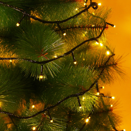 Decoratiuni, ornamente si articole Craciun - Instalatie de Craciun Flippy® Tip Liniara, Fir Negru, 24 m, 300 LED-uri, Interconectabila, Alb Cald