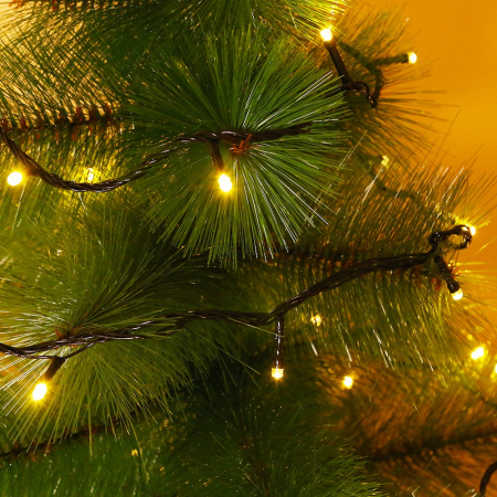 Decoratiuni, ornamente si articole Craciun - Instalatie de Craciun, Flippy®, Tip Liniara, Fir Negru, 9 m, 100 LED-uri, Interconectabila, Alb Cald