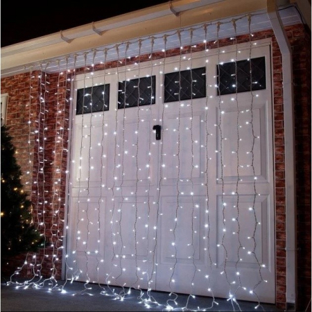Instalatii perdea - Instalatie de Craciun Flippy® Tip Perdea, 3 x 3 m, 320 LED-uri, Interconectabila, Alb Rece