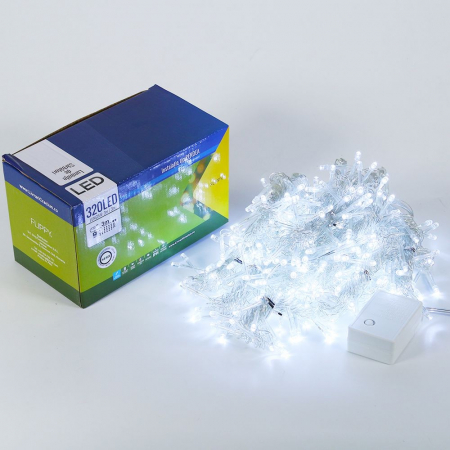 Instalatie de Craciun Flippy® Tip Perdea, 3 x 3 m, 320 LED-uri, Interconectabila, Alb Rece [3]