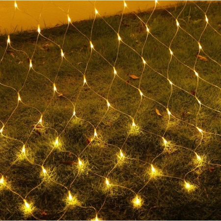 Pentru Casa si Camping - Instalatie de Craciun, Flippy®, Tip Plasa, 1.5 x 1.5 m, 120 LED-uri, Interconectabila, Alb Cald