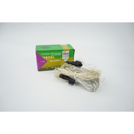 Pentru Casa si Camping - Instalatie de Craciun Flippy® Tip Turturi, Franjuri cu 8 jocuri de lumini, Sectiune 5 m, 143 LED-uri, Interconectabila, Fir Cupru, Alb Rece