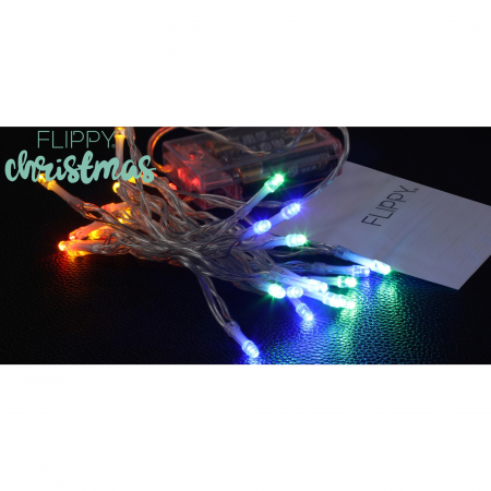 Instalatie de Craciun, Liniara, 1 m, Baterii, 10 LED-uri, Multicolor, 2 Jocuri de Lumini, Fir Transparent, Interior/Exterior, Flippy [5]