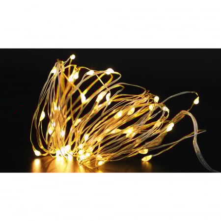 Instalatie de Craciun, Liniara, 5 m, Baterii, 50 LED-uri, Alb Cald, Fir Cupru, 2 Jocuri de Lumini, Interior/Exterior, Flippy [11]