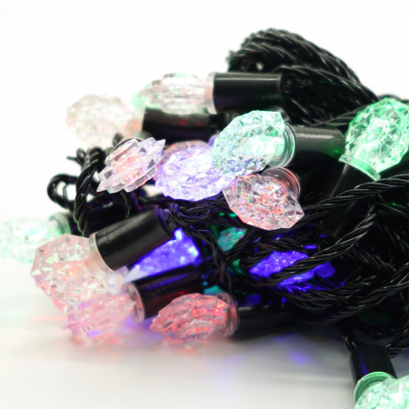 Instalatie de Craciun Liniara RGRB Yoto, 10 m, din care 1 m Prelungitor 220V, 40 LED, Model Anise, Utilizare Interior/Exterior, Interconectabila, Fir Negru, multicolor [1]