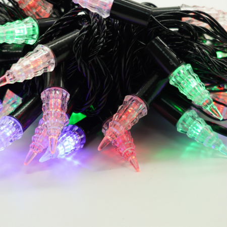 Instalatie de Craciun Liniara RGRB Yoto, 10 m, din care 1 m Prelungitor 220V, 40 LED, Model Brazi, Utilizare Interior/Exterior, Interconectabila, Fir Negru, multicolor [5]