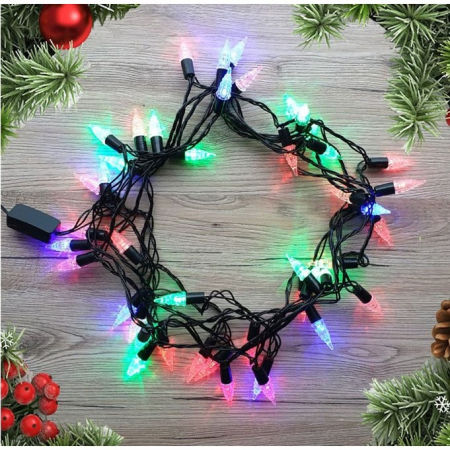 Decoratiuni, ornamente si articole Craciun - Instalatie de Craciun Liniara RGRB Yoto, 10 m, din care 1 m Prelungitor 220V, 40 LED, Model Brazi, Utilizare Interior/Exterior, Interconectabila, Fir Negru, multicolor