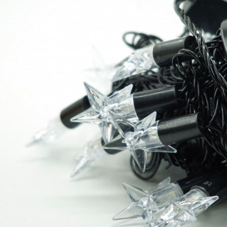 Instalatie de Craciun Liniara RGRB Yoto, 10 m, din care 1 m Prelungitor 220V, 40 LED, Model Stelute, Utilizare Interior/Exterior, Interconectabila, Fir Negru, multicolor [3]