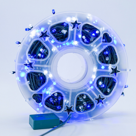 Instalatii liniare si role de furtun luminos - Instalatie de craciun liniara / sirag 50 m, 300 leduri , albastru, 8 jocuri de lumini