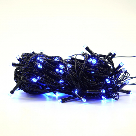 Instalatie de Craciun liniara Yoto, 10 m, din care 1 m cablu priza 220V, 100 LED, 8 jocuri de lumini, controler, fir negru, albastru [3]