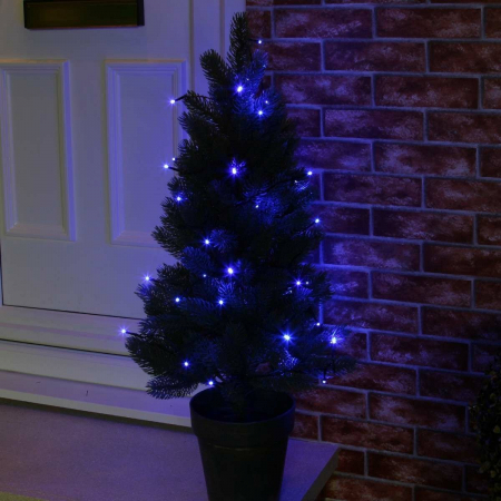 Decoratiuni, ornamente si articole Craciun - Instalatie de Craciun liniara Yoto, 10 m, din care 1 m cablu priza 220V, 100 LED, 8 jocuri de lumini, controler, fir negru, albastru