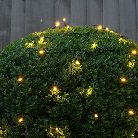 Instalatie de Craciun liniara Yoto, 17 m, din care 1 m cablu priza 220V, 200 LED, 8 jocuri de lumini, beculet in 6 colturi, pentru interior, controler, fir negru, alb cald [7]