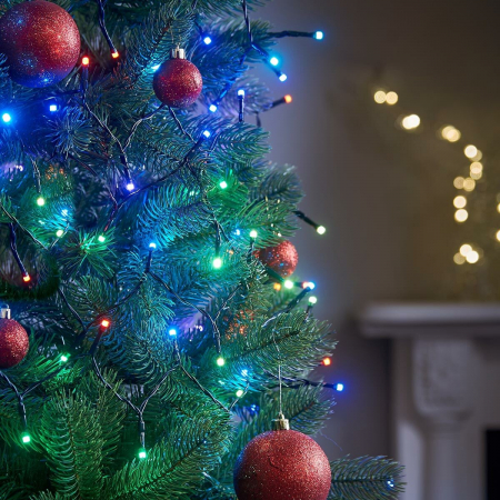 Instalatie de Craciun liniara Yoto, 17 m, din care 1 m cablu priza 220V, 200 LED, 8 jocuri de lumini, controler, fir negru, multicolor [3]