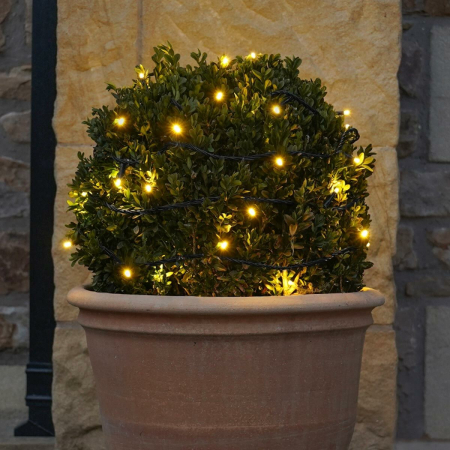 Decoratiuni, ornamente si articole Craciun - Instalatie de Craciun Liniara Yoto, 22 m, din care 1 m Prelungitor 220V, 300 LED, 8 jocuri de lumini, Controler, Utilizare Interior/Exterior, Fir Negru, Alb Cald