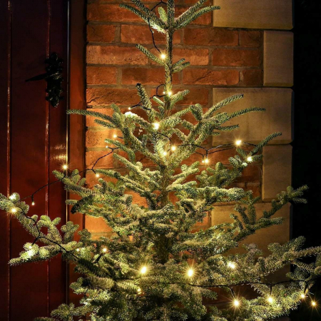 Instalatie de Craciun liniara Yoto, 24 m, din care 1 m cablu priza 220V, 300 LED, 8 jocuri de lumini, controler, fir negru, alb cald [5]