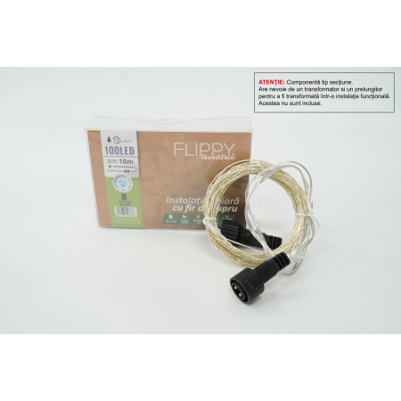 Pentru Casa si Camping - Instalatie de Craciun Tip Liniar, 8 jocuri de lumini, Fir Cupru, 10 m, 100 LED -uri, Alb Rece