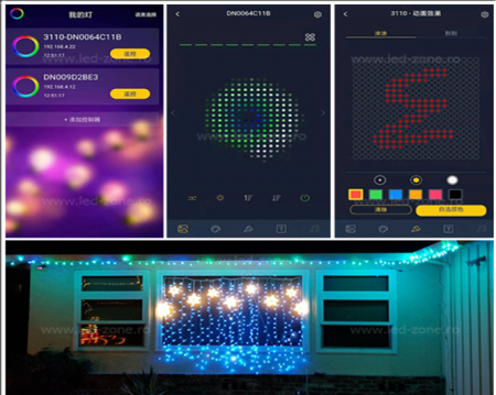 Instalatie LED Perdea 3 x 2 m 400 Led Digitala SMART Bluetooth RGB+W, COD QR aplicatie, control animatii din telefon [1]