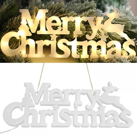 Instalatie LED de Craciun, Flippy, Litere 3D, Merry Christmas, Lumina Calda, 27.5 x 10.5 x 1.4 cm, Alb [1]