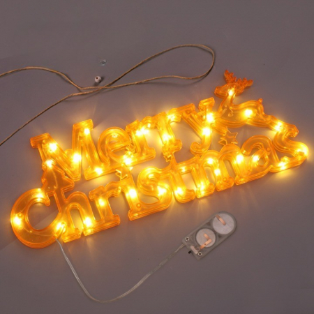 Instalatie LED de Craciun, Flippy, Litere 3D, Merry Christmas, Lumina Calda, 27.5 x 10.5 x 1.4 cm, Galben [6]