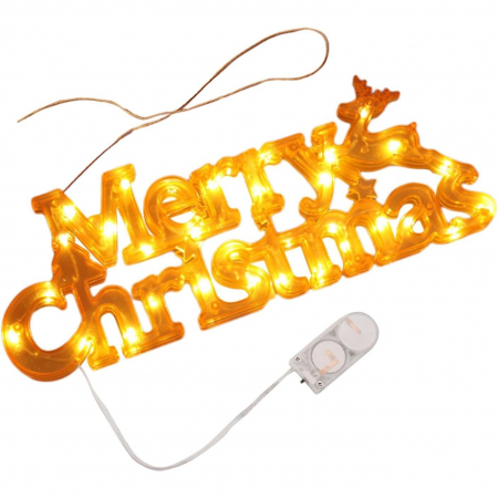 Instalatie LED de Craciun, Flippy, Litere 3D, Merry Christmas, Lumina Calda, 27.5 x 10.5 x 1.4 cm, Galben [1]