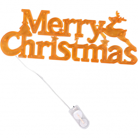 Decoratiuni, ornamente si articole Craciun - Instalatie LED de Craciun, Flippy, Litere 3D, Merry Christmas, Lumina Calda, 27.5 x 10.5 x 1.4 cm, Galben