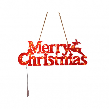 Decoratiuni, ornamente si articole Craciun - Instalatie LED de Craciun, Flippy, Litere 3D, Merry Christmas, Lumina Calda, 27.5 x 10.5 x 1.4 cm, Rosu