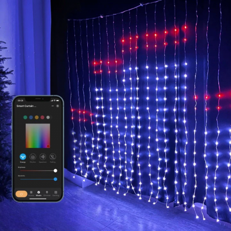 Instalatie LED Perdea 3 x 2 m 400 Led Digitala SMART Bluetooth RGB+W, COD QR aplicatie, control animatii din telefon [0]