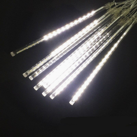 Instalatie luminoasa alb rece, ploaie de meteoriti, 8 tuburi luminoase 50 cm, 4.5 m, interconectabila [1]