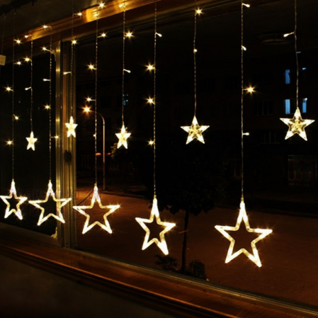 Sub 99 Lei - Lichidare Instalatie tip ghirlanda 12 stele luminoase  3 x 1 m, interconectabila, alb cald