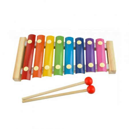 * LICHIDARE STOC * Instrument Muzical Xilofon Flippy, din Lemn, 8 Note Muzicale, 2 Bete de Percutie, 4-6 Ani, Multicolor - [13]