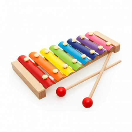 Instrument Muzical Xilofon Flippy, din Lemn, 8 Note Muzicale, 2 Bete de Percutie, 4-6 Ani, Multicolor [16]