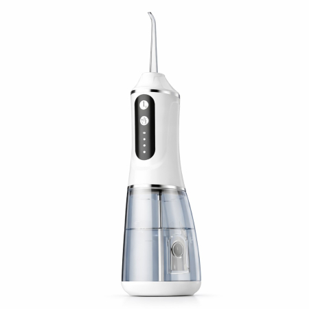 Ingrijire personala si Cosmetice - Irigator Bucal Electric, Flippy, Portabil, Dus Bucal pentru Curatare, Indepartare Tartru, 4 Capete, 25 x 8 x 8 cm, Alb