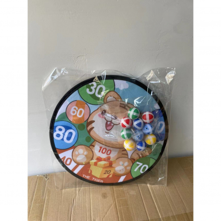 Joc Darts Flippy pentru Copii, Placa Pliabila 36.5 cm, 8 Mingii Velcro/Scai Simple, 2 Mingii Luminoase, Model Tigru, Portocaliu [5]