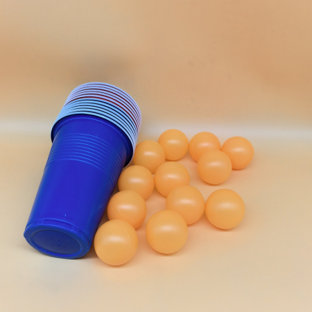 Joc de Baut BEER PONG, Flippy, Set din 12 Mingi de Tenis si 12 Pahare Reutilizabile, Joc Interactiv pentu Adulti, Albastru Rosu [7]