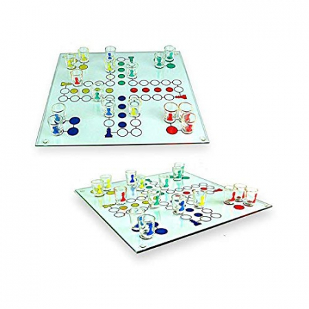 Joc de baut, Nu te supara frate, Flippy, cu pahare de shot din sticla, 30x30 cm, multicolor [4]