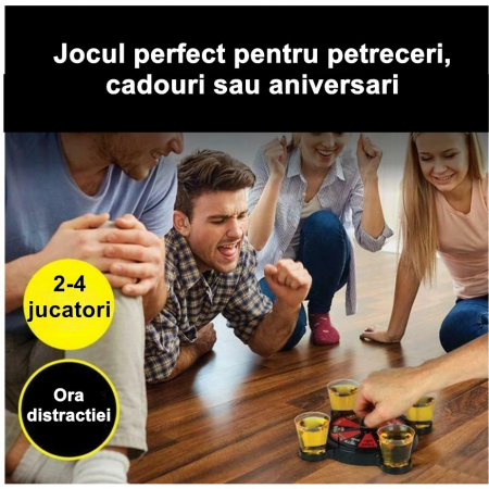 Joc de Baut Ruleta cu Pahare de Shot Flippy, 15 x 16.5 cm, Rosu/Negru [1]