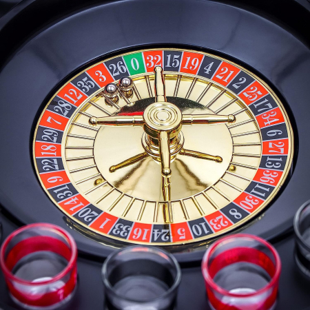 Joc de Baut Ruleta cu Pahare de Shot Flippy, 30 cm, Rosu/Negru [5]