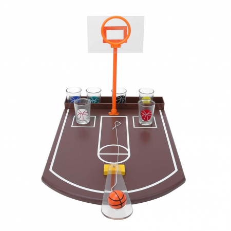Jucarii, Copii & Bebe - Joc de baut tip baschet Flippy, arunca mingea si accepta provocarea, pahare de shot din sticla, 30 x 22.5 x 24 cm, multicolor