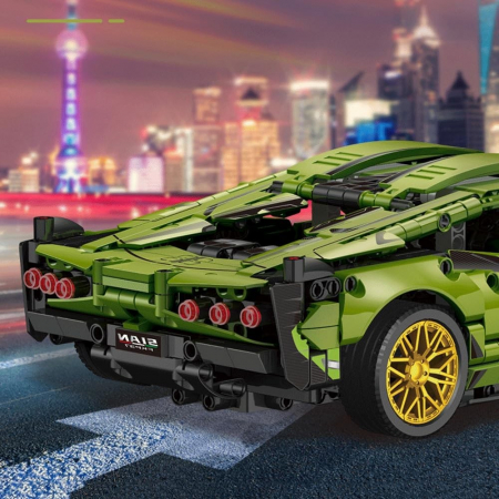Lichidare Joc de Construit, Flippy, Model Lamborghini, 1280 Piese, +6 Ani, Verde [1]