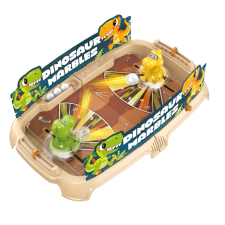 Jucarii, Copii & Bebe - Joc de Masa Interactiv Dino Marbles pentru Copii, Flippy, 4 Mingi, Tabela Scor, 40.7x27x14 cm, Maro