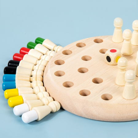 Joc de Memorie, Flippy, pentru Toata Familia, din Lemn, Diametru Tabla de Joc 16 cm, Interactiva, +4 Ani, 6 Culori, Multicolor [4]