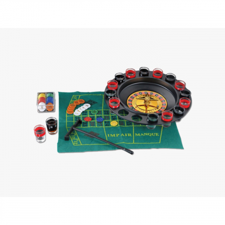 Lichidare Joc de Ruleta Flippy, cu Pahare de Shot si Plansa de Joc Blackjack, 31 cm, Rosu-Negru [6]