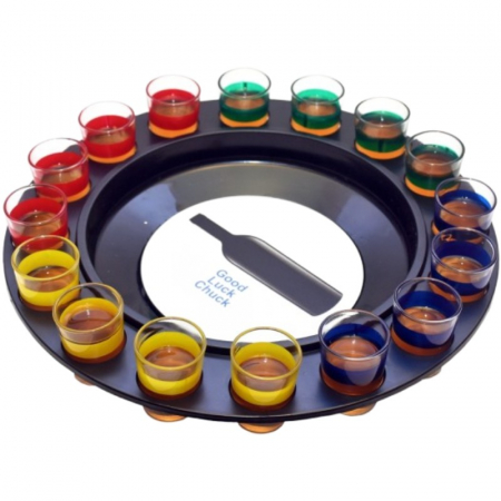 Jucarii, Copii & Bebe - Joc de Societate &quot;Adevar sau Provocare&quot; Flippy, Ruleta cu 16 pahare de Shot din Sticla, pentru Petreceri, Distractie, Cadouri, Multicolor
