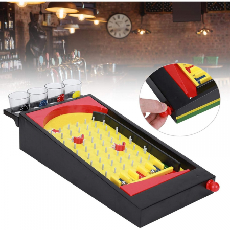 Joc de societate Pinball cu pahare pentru shoturi Flippy, 40 x 17,7 cm, galben [3]
