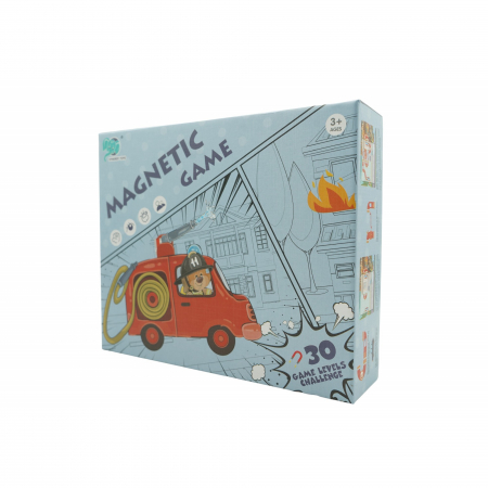 Jucarii, Copii & Bebe - Joc educativ magnetic de interconectare, micul pompier, 15 nivele, 9 carti, pentru copii, +3 ani, multicolor