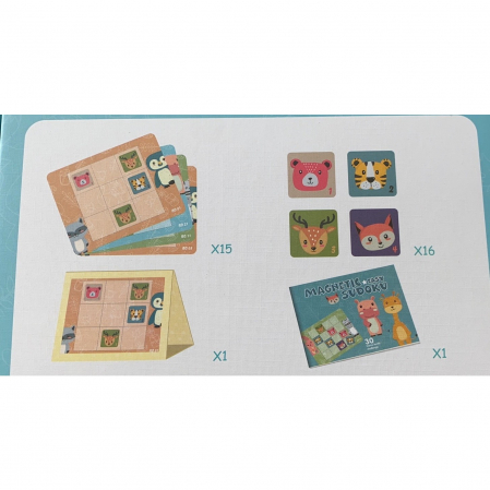 Joc educativ Sudoku cu tablita magnetica, 32 de piese, cartonase cu animale, Verde [5]